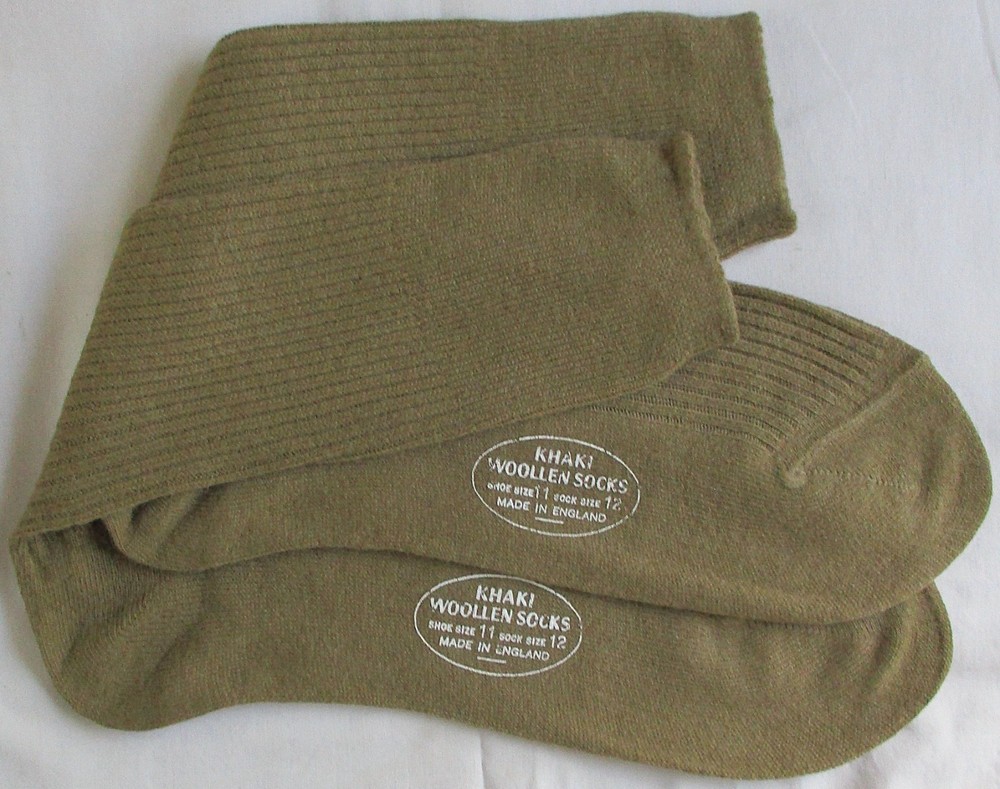 1940s/50s British Army:"KHAKI WOOLLEN SOCKS" (Size 11, Unissued, Excellent Cond)
