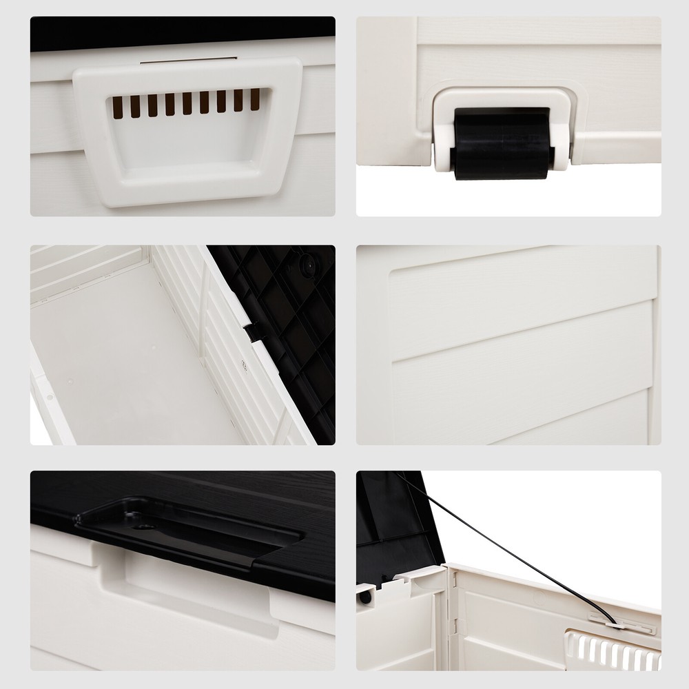 75gal 280L Plastic Storage Deck Box Chest Tools Cushions Toy Lockable Seat