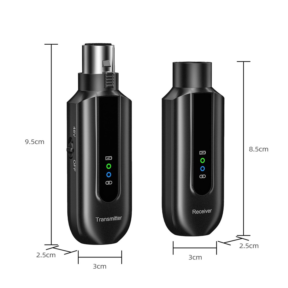 Wireless Microphone Transmitter Receiver 2.4Ghz, XLR System Rechargeable