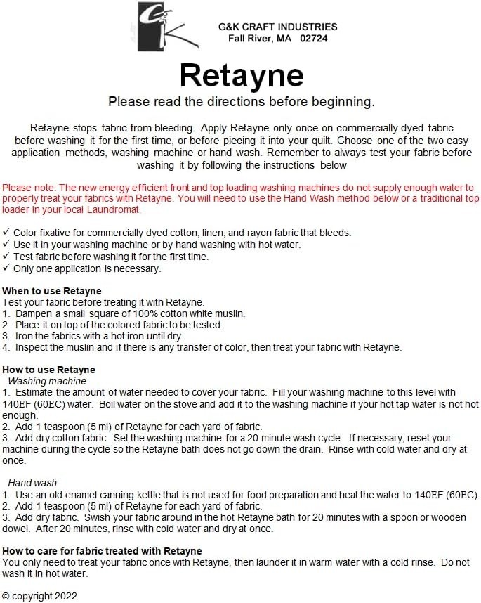 G&K Craft Retayne Color Fixative Original Version 4oz