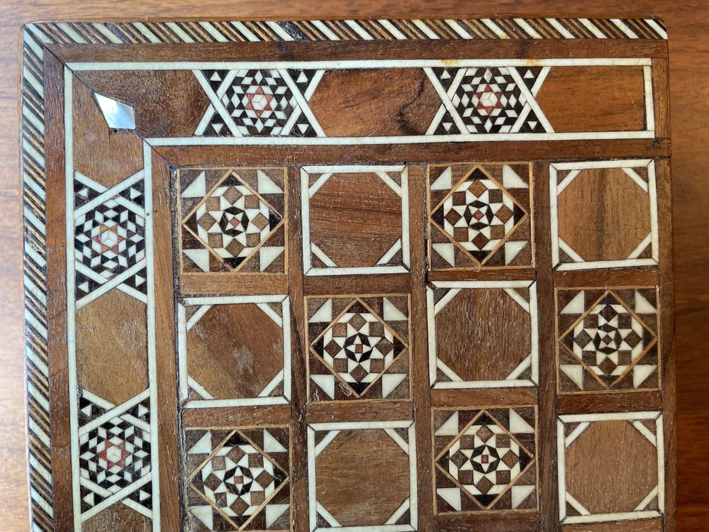 Antique Inlaid Backgammon/Checkers Board With Middle Eastern Design