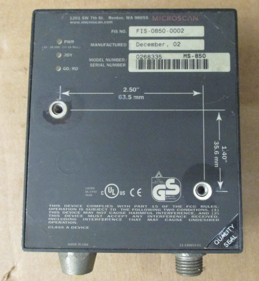 Microscan MS-850 Barcode Reader