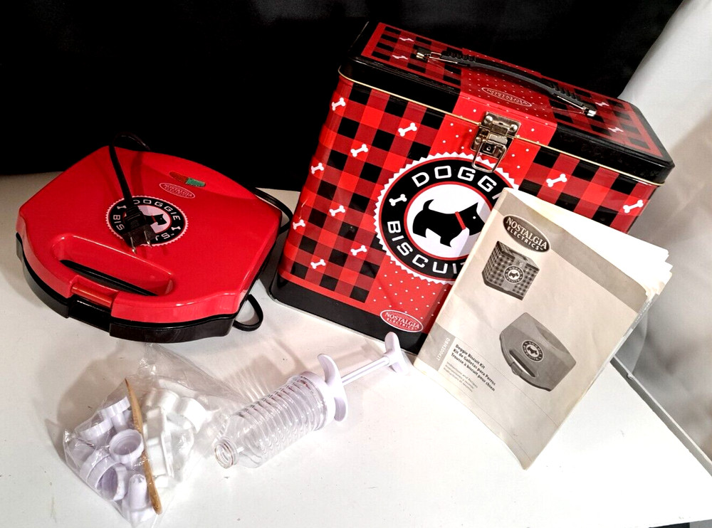 Nostalgia Electronics Electric Dog Biscuit Maker Kit Storage Tin TESTED