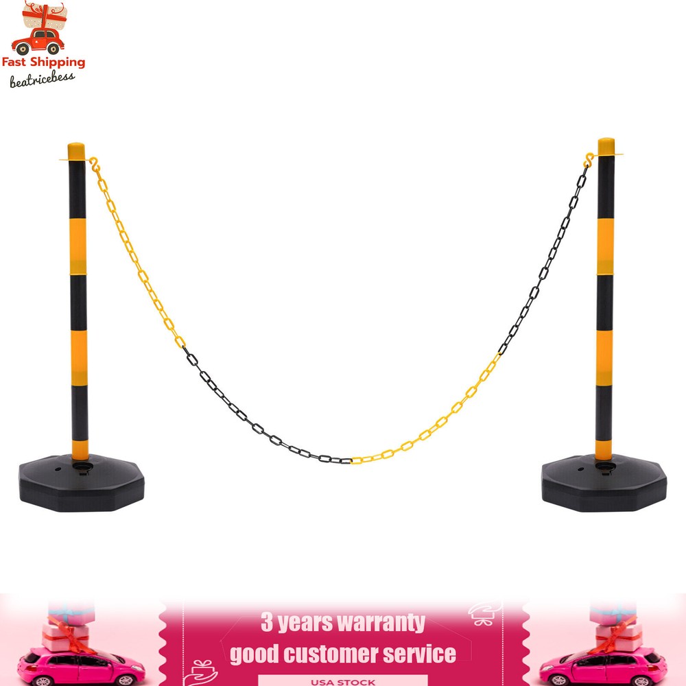 6 Pack Traffic Cones Adjustable Delineator Post Portable Parking Pole W/ Chains