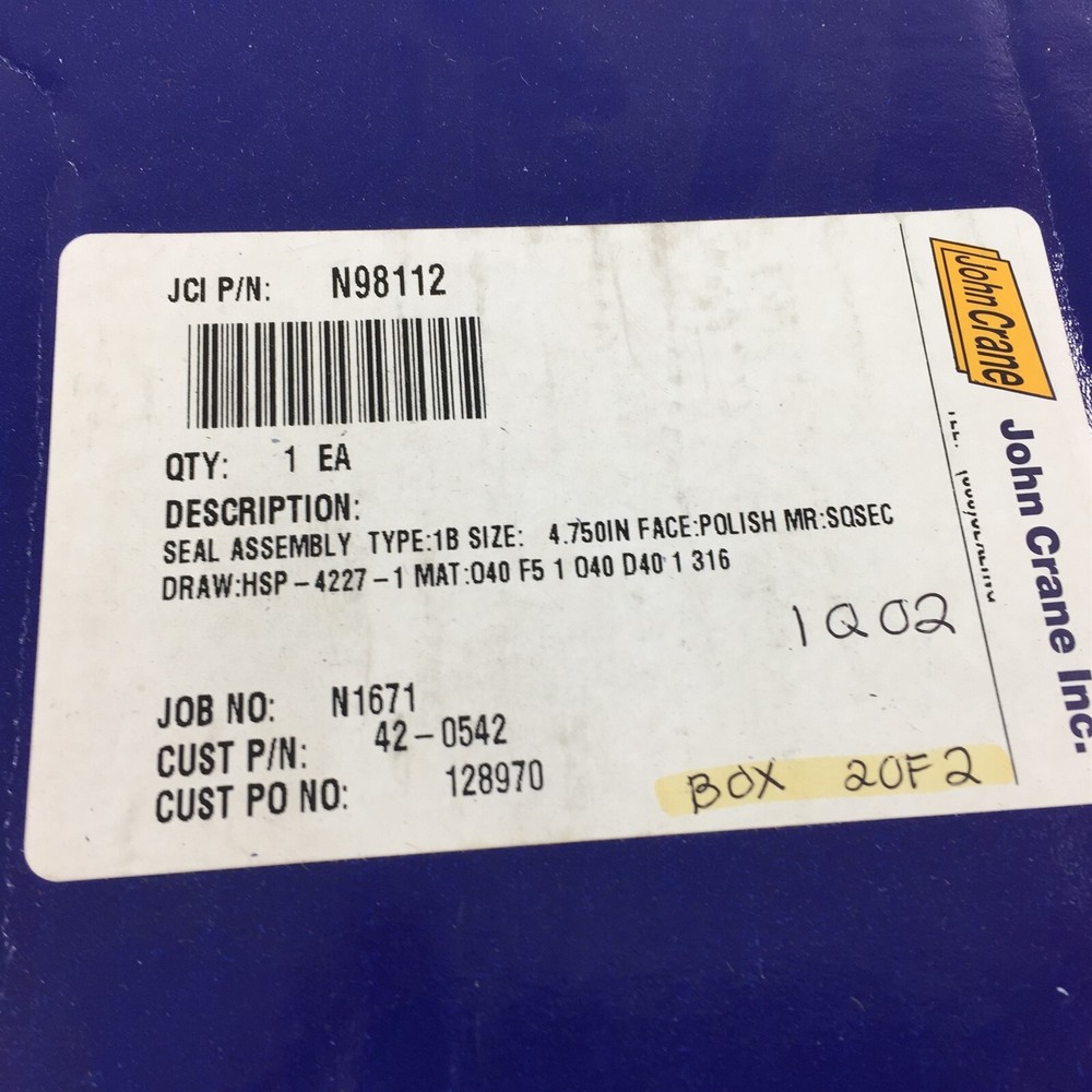 John Crane N98112 Seal Assembly 4.75"