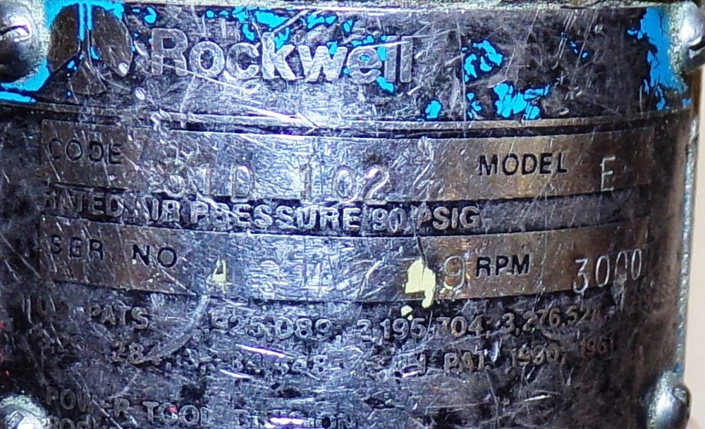ROCKWELL PNEUMATIC DRILL CODE 31D102, MODEL E, 3000RPM, 1/4" CONNECTION