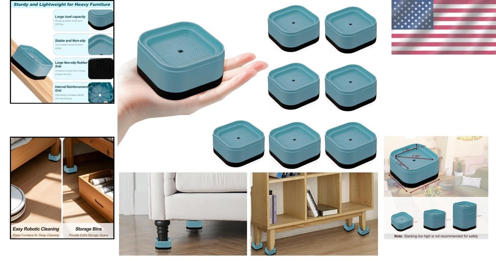 12 Pack Furniture Risers, Adjustable Bed Risers Heavy Duty Stackable Bed Raisers