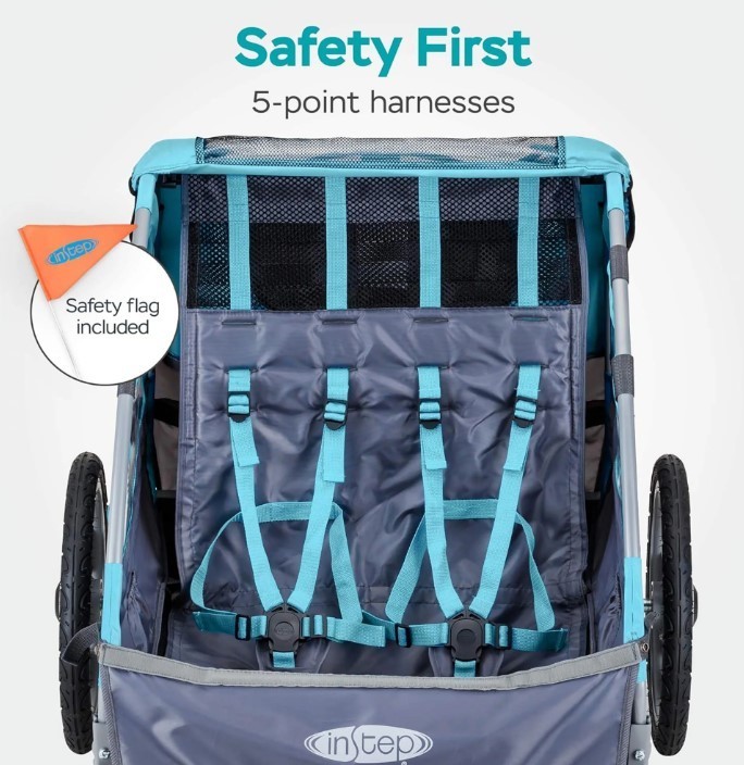 Instep Take 2 Bike Trailer for Kids Double Seat with Bug Screen Weather Shield