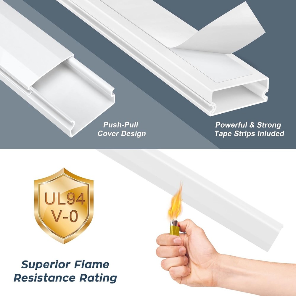 62.8in Cable Cover Wall, White Wire for Paintable Medium,