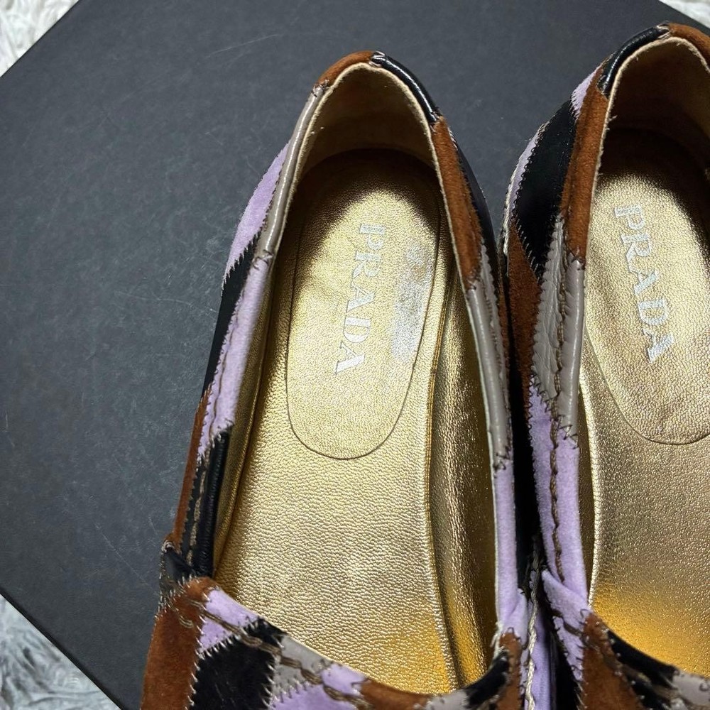 Prada Espadrilles Patchwork Leather Multicolor Women's Size EU36.5/US6.5