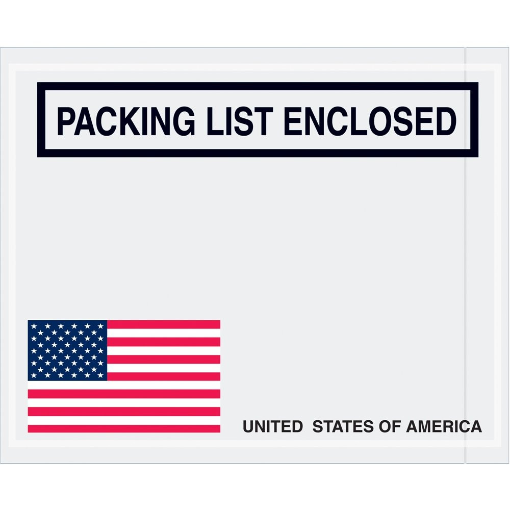 Clear Adhesive Side Loading Packing List Document Envelopes "Packing List Enclos
