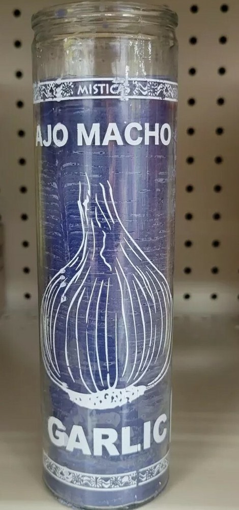 Ajo Macho Garlic Protect From Evil Blue Candle