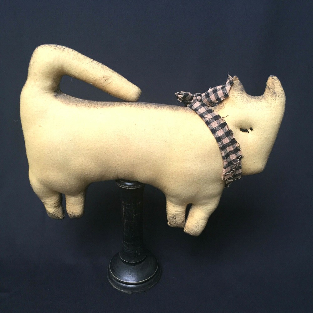 Folk Art Kitty Handmade On A Stand Handpainted
