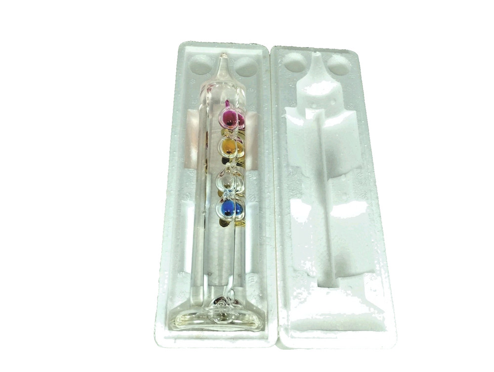 Galileo Thermometer, 11" Tall, 2004, Liquid Density with box.