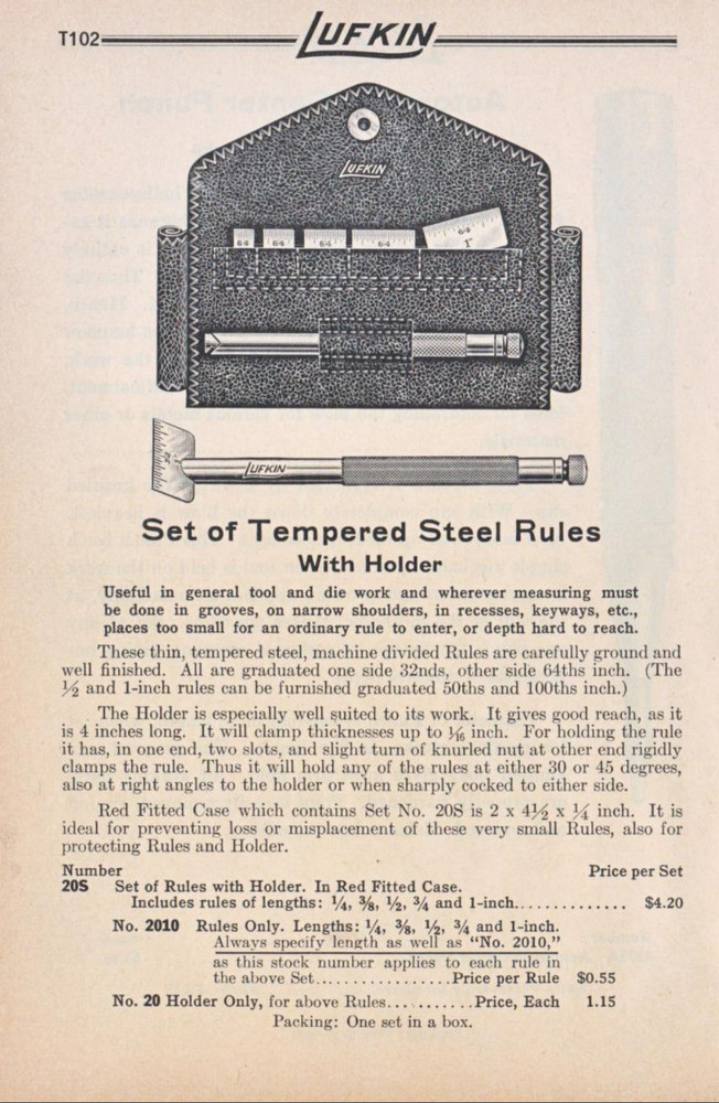 LUFKIN * 20 S RULE SET + Radius Gage set 77A machinist tools