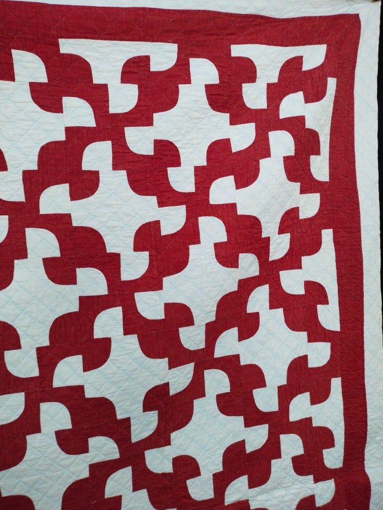 vintage hand Quilting patchwork drunkards path Quilt needlework Stitched A193