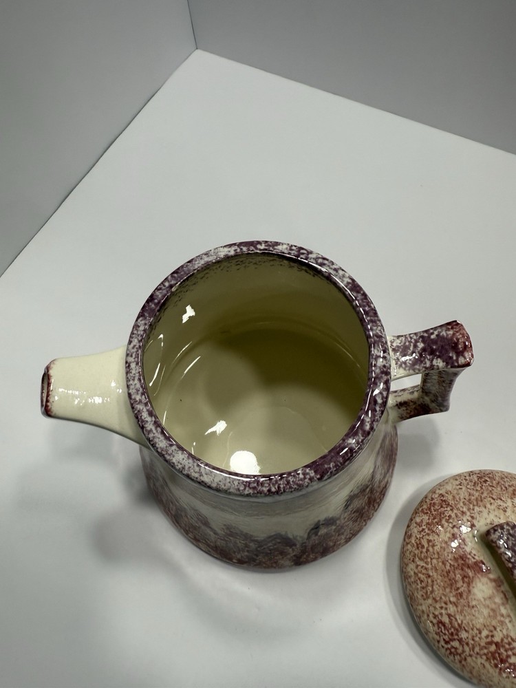 vintage ceramic teapot — rich drip Glaze