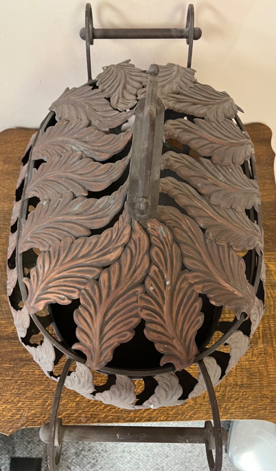 Firewood Bin Metal Handles and Lid Leaves