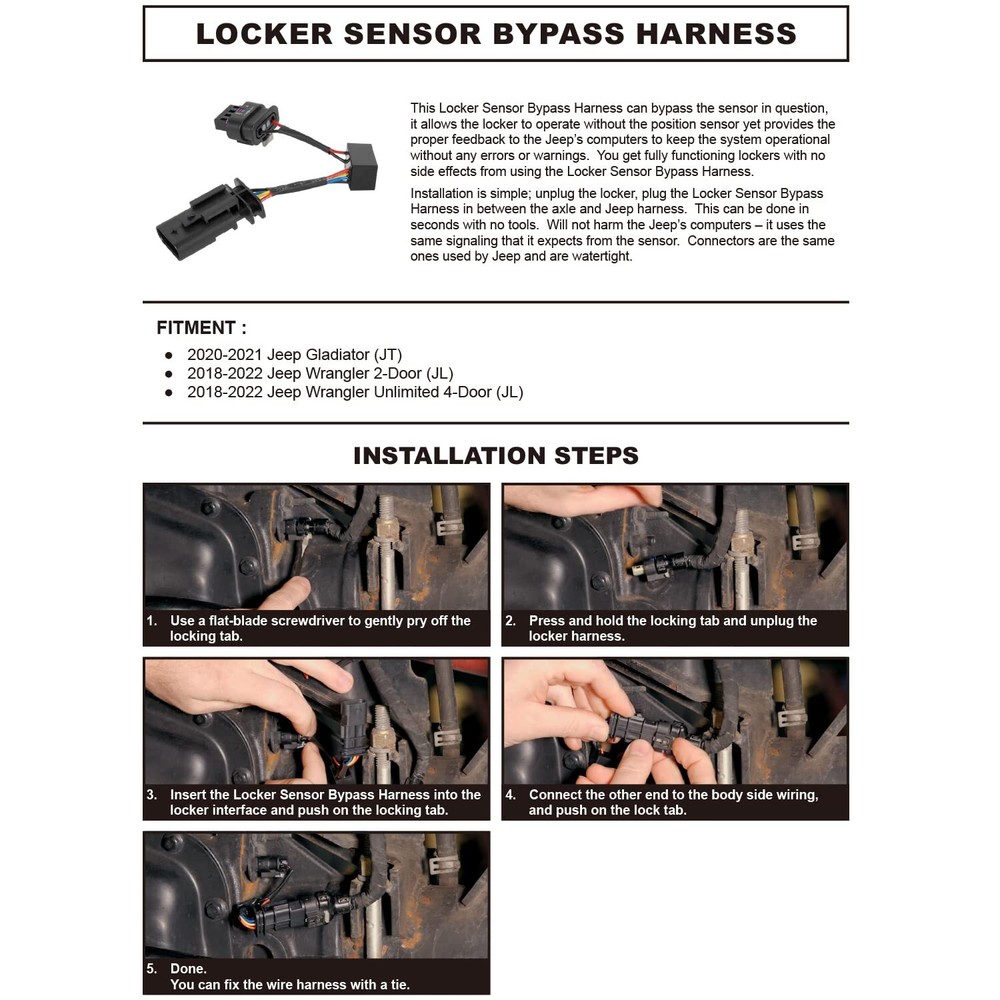 Z-LKR-OEM Locker Sensor Bypass Wiring Harness, Locker Sensor Plug Connector
