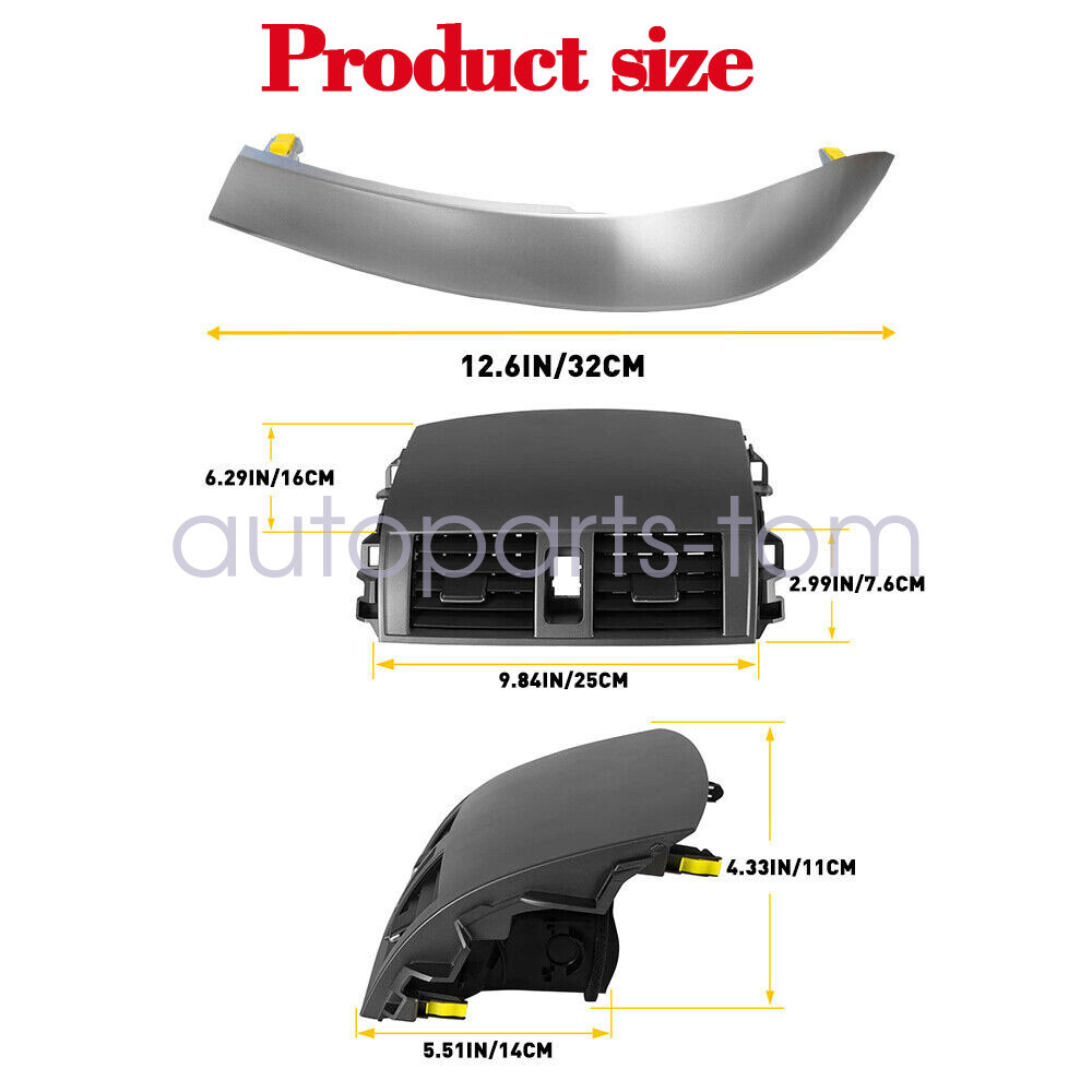 For Toyota Corolla 2009-2013 Center Dash A/C Outlet Air Vent Panel w/ Strip Trim
