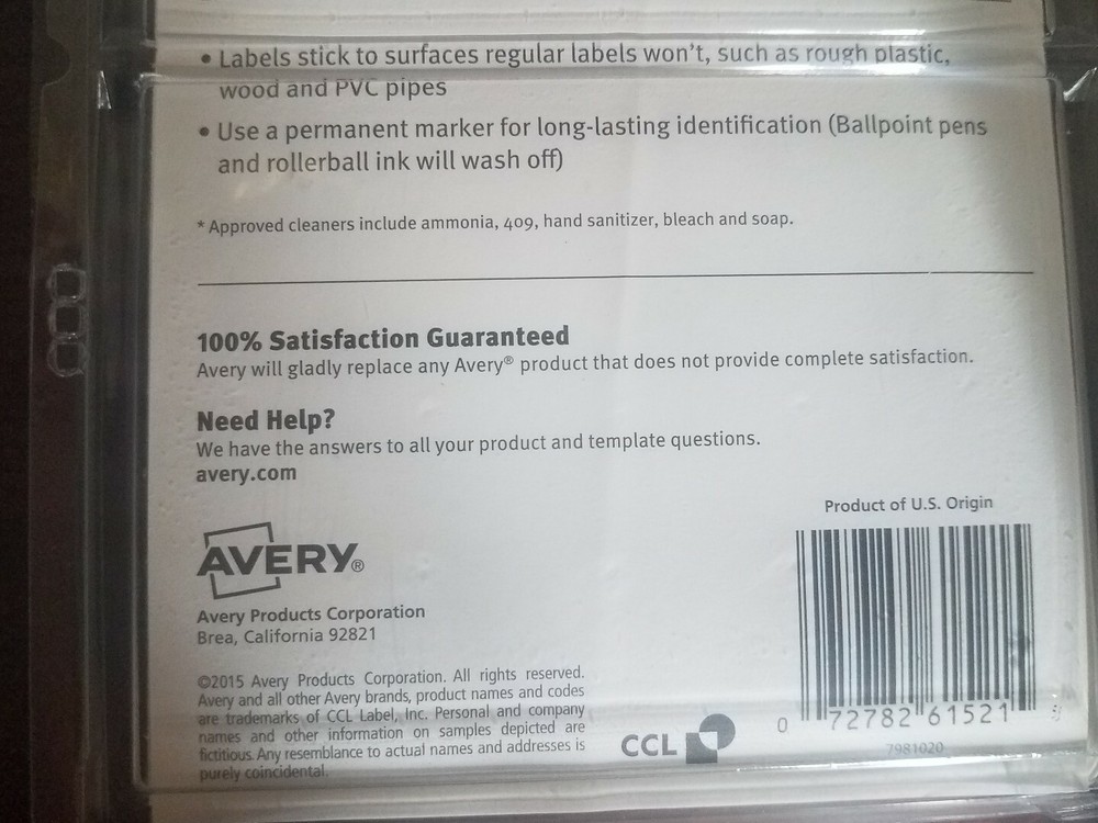 Avery Durable Multi-Surface ID Labels, 3/4 x 1 3/4, White,120 Labels (AVE61521)