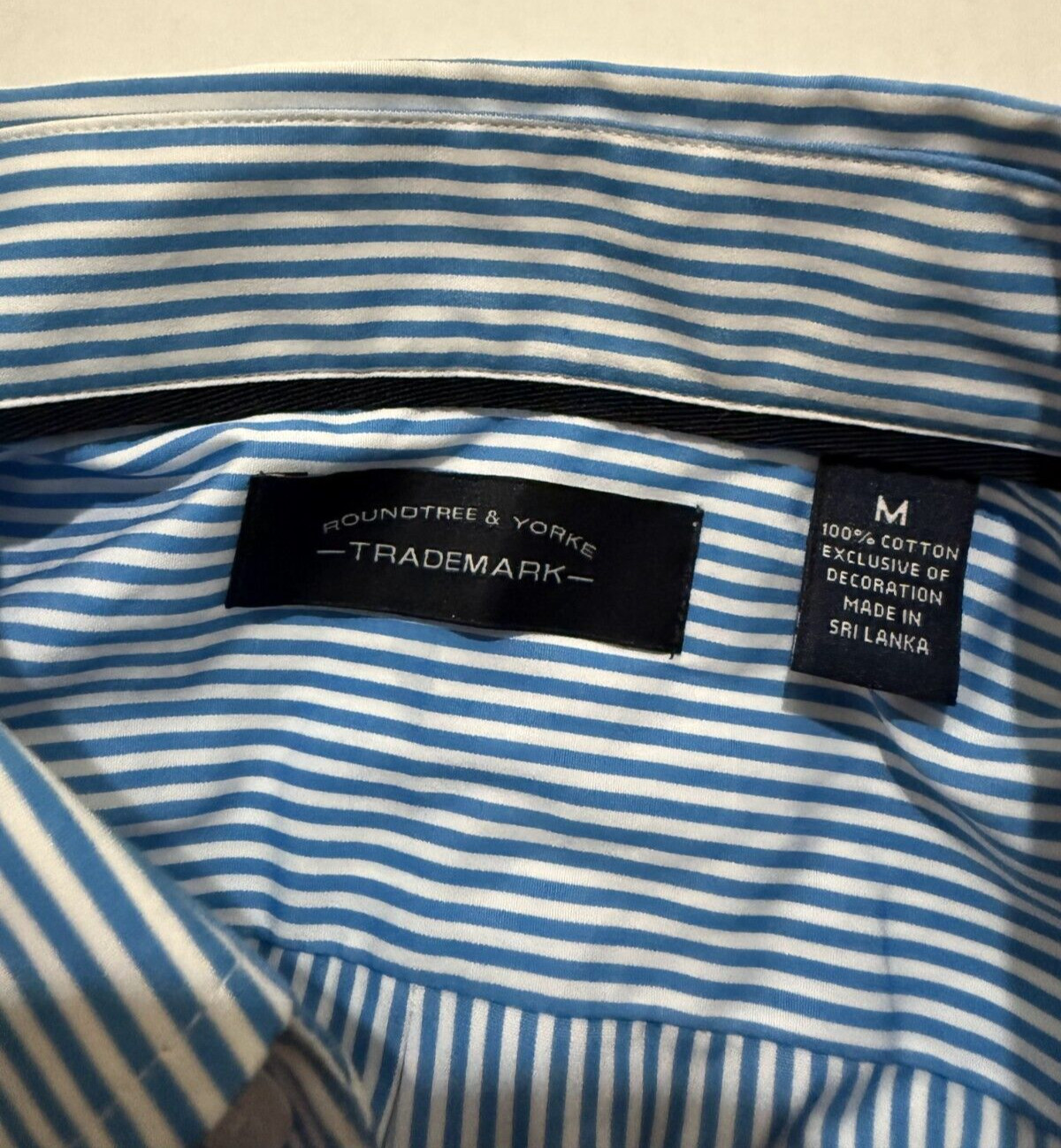 Roundtree & Yorke Trademark Men's Blue Striped Cotton Shirt