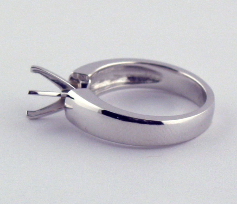 2Ct Solitaire Engagement Ring Mounting 14K solid White Gold Heavy Ring Setting