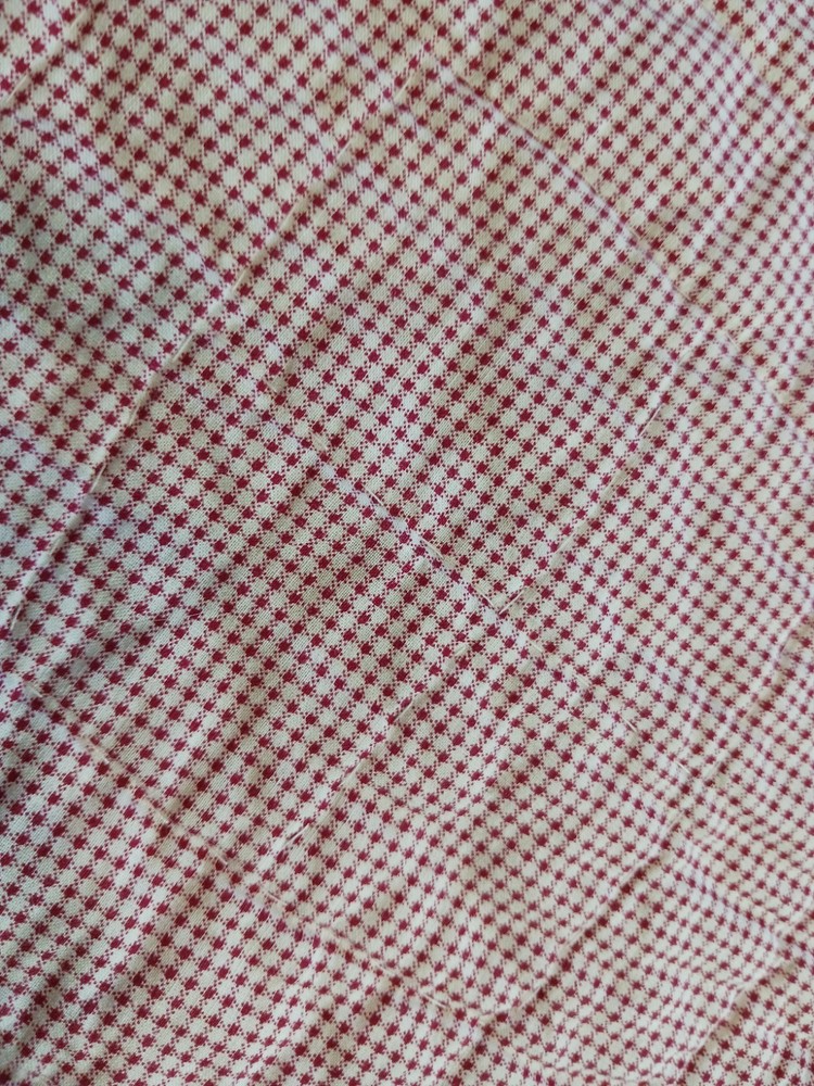 Pretty Block Patchwork Quilt red Blue White Florals Ginghams 86x88"