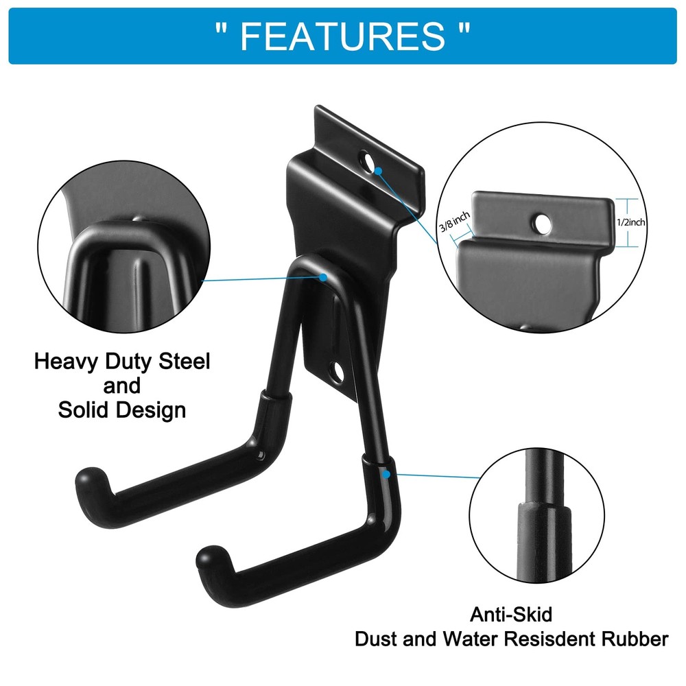 PYBTOOL Slat Wall Hanging Hooks, Slatwall Accessories, Hooks Black