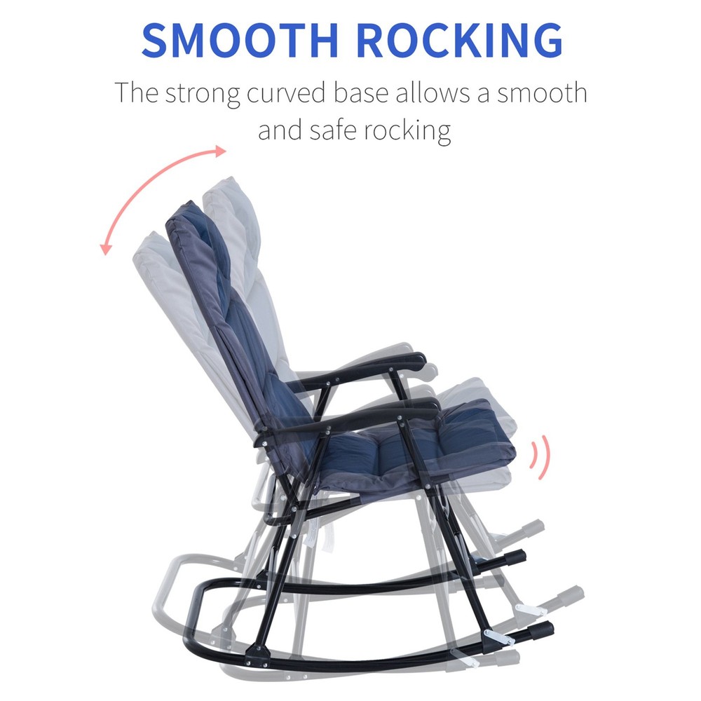 2PC Rocking Chair Set for Deck 265lb Support Foldable Steel Frame