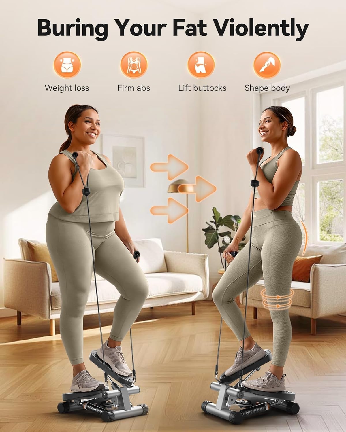 Niceday Steppers for Exercise, Stair Stepper with Resistance Bands, Mini Stepper