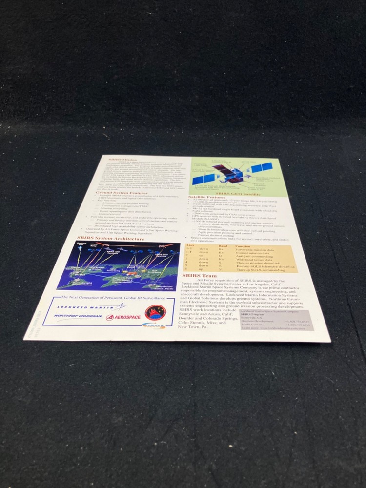 SIBRIS GEO SPACE BASED INFRARED SYSTEM LOCKHEED MARTIN INFO SHEET, 2011
