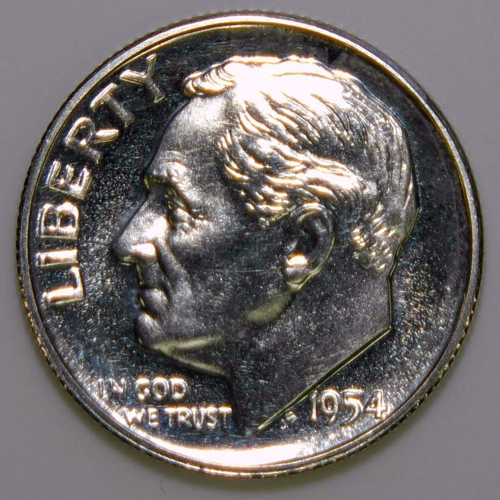 1954 Roosevelt Dime Proof 90% Silver k006