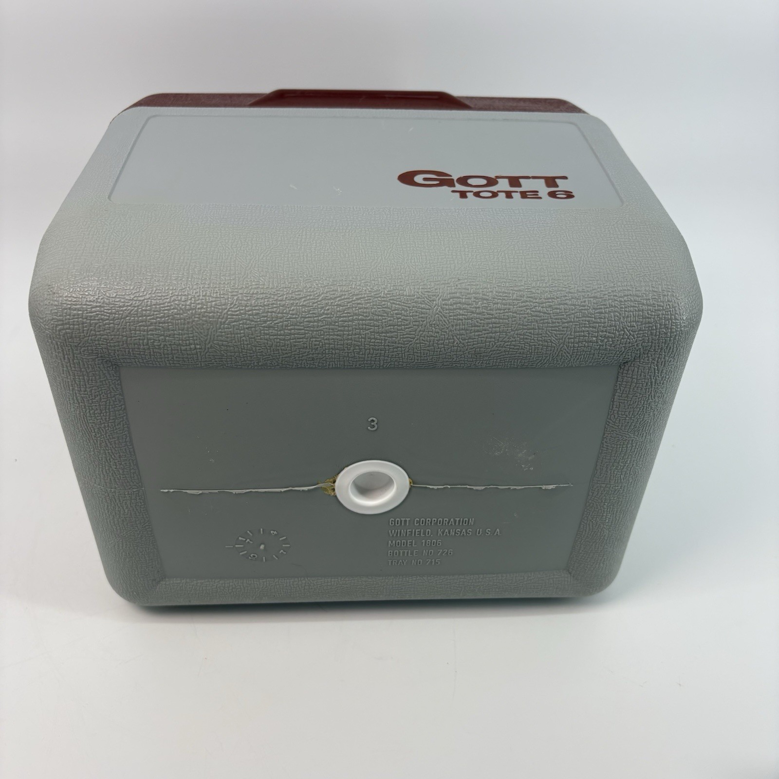 Vintage Gott Tote 6 Cooler Console Arm Rest With Cup Holder, Red, Read DS!