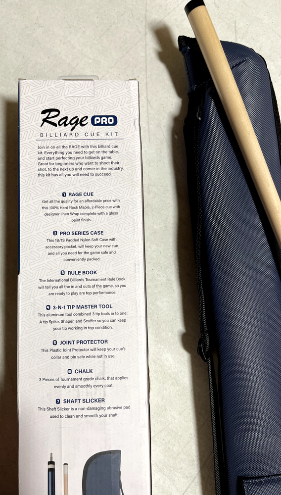 RAGE Billiard Pool Cue and starter Kit (Blue) -beginners -Bundle pool cue & more