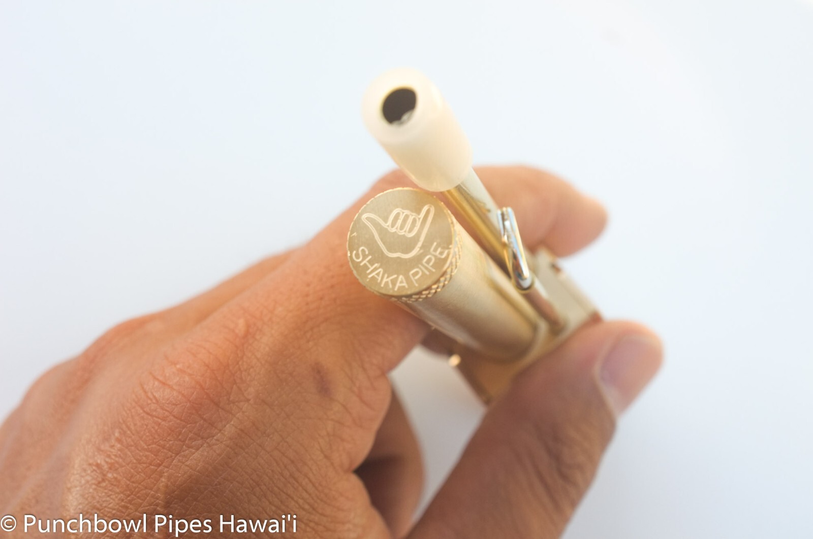 Super Shaka Pipe Unique Brass All-in-One w Long Stash Tube Poker Indestructible