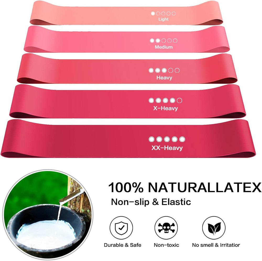 Resistance Loop Exercise Bands 5 PCS,Super Elastic Hip Resistance Bands