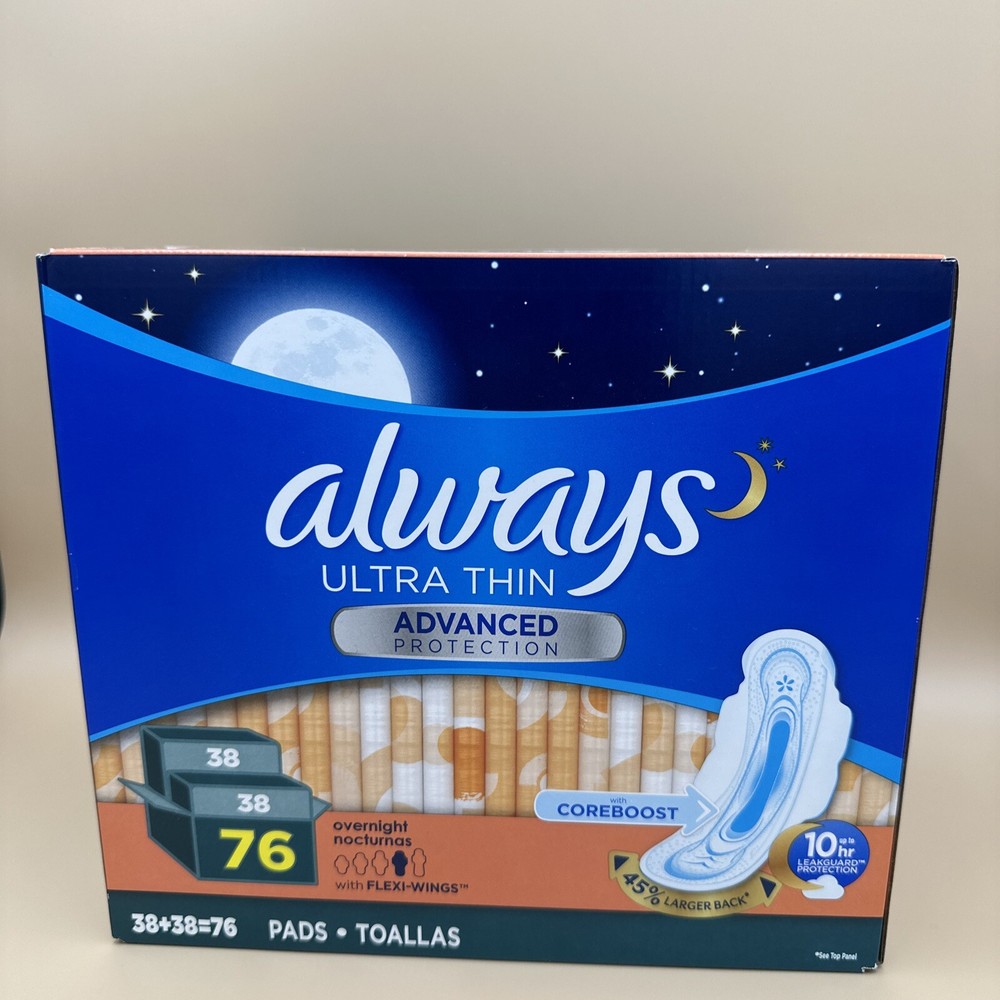 Always Ultra Thin Advanced Overnight Pads 76 Count