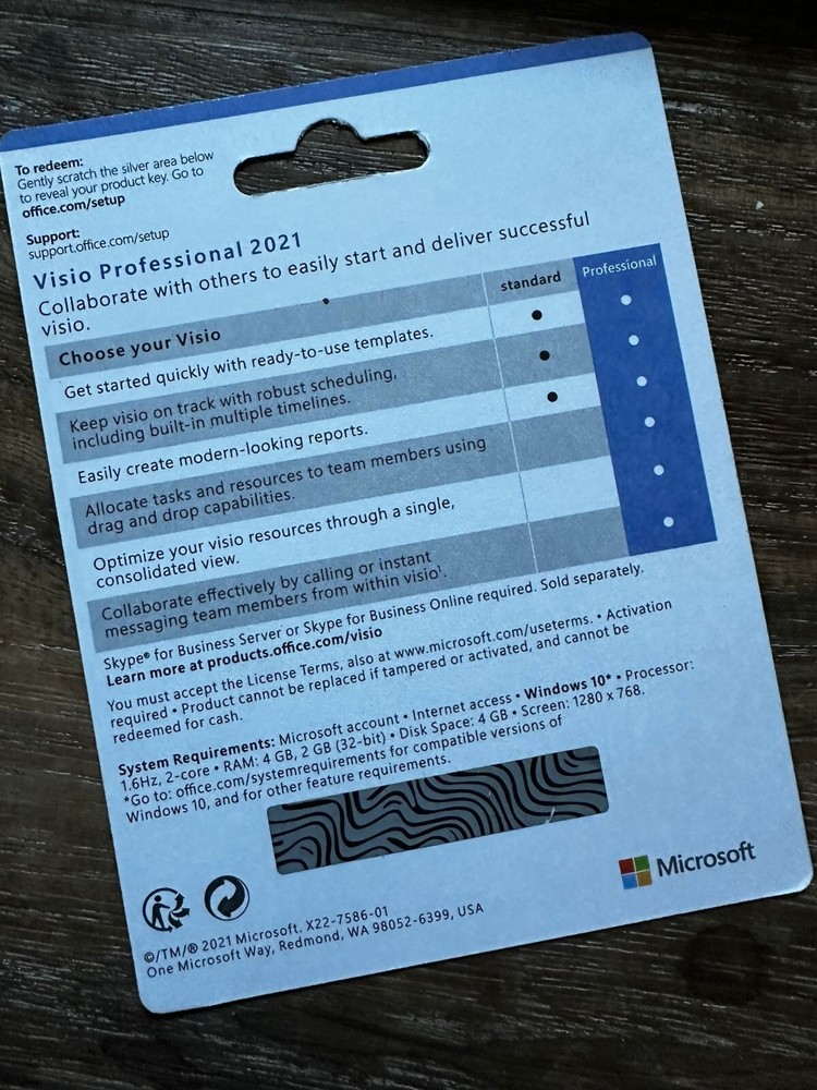 Microsoft Visio 2021 Professional Card 1 User retail New