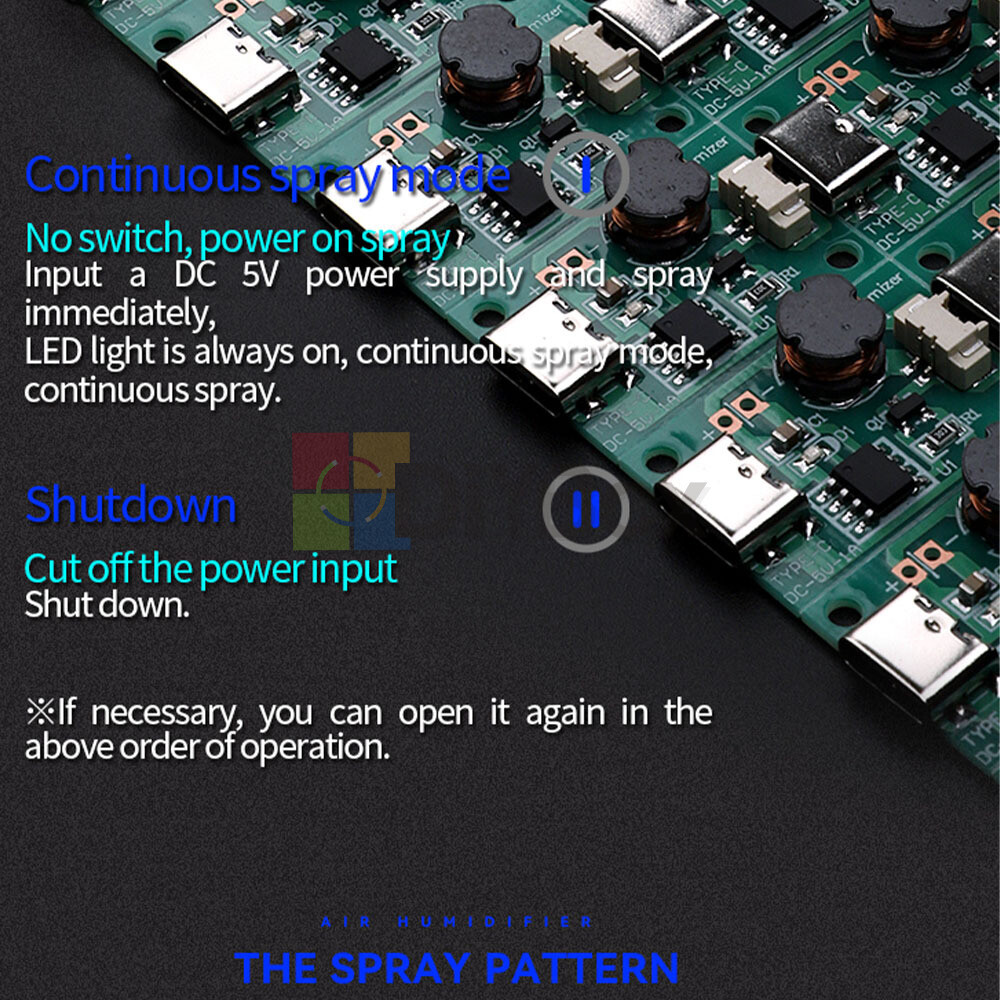 DIY Type-C Ultrasonic Mist Maker Atomizing Module Humidifier With Atomizer Sheet