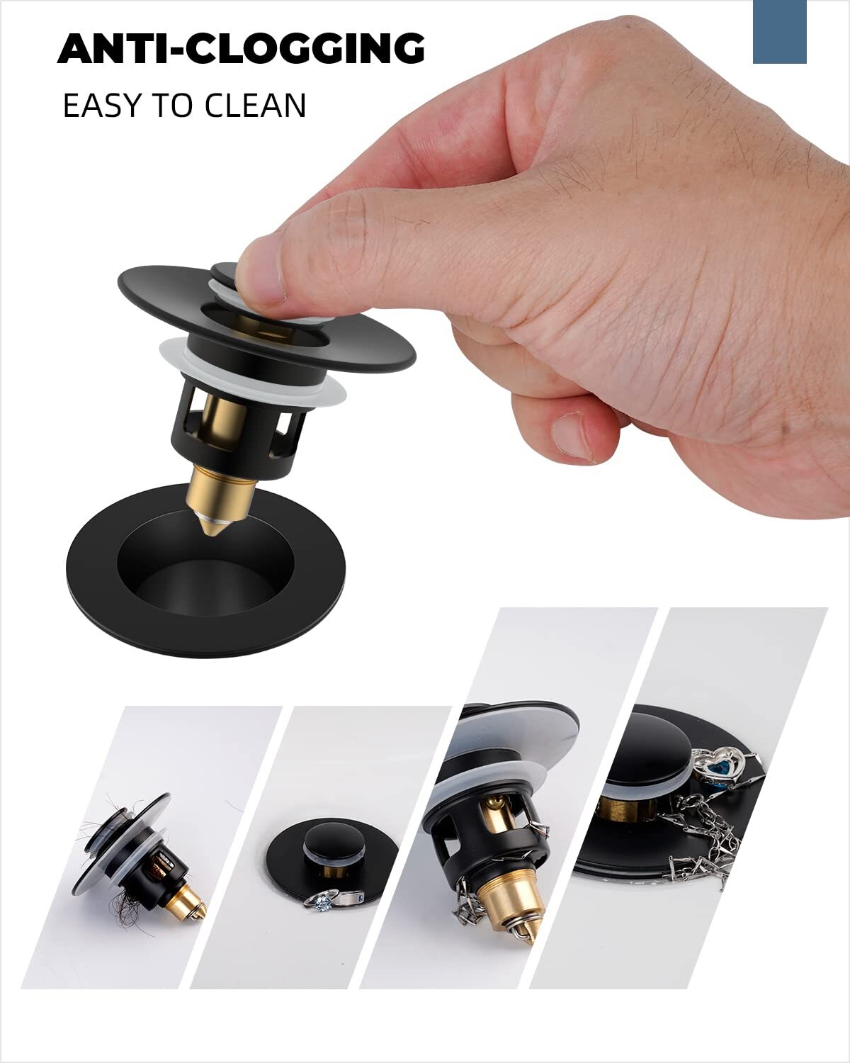 2PC All Metal Universal Bathroom Sink Stopper, for 1''~1.8'' Basin Pop Up Sink