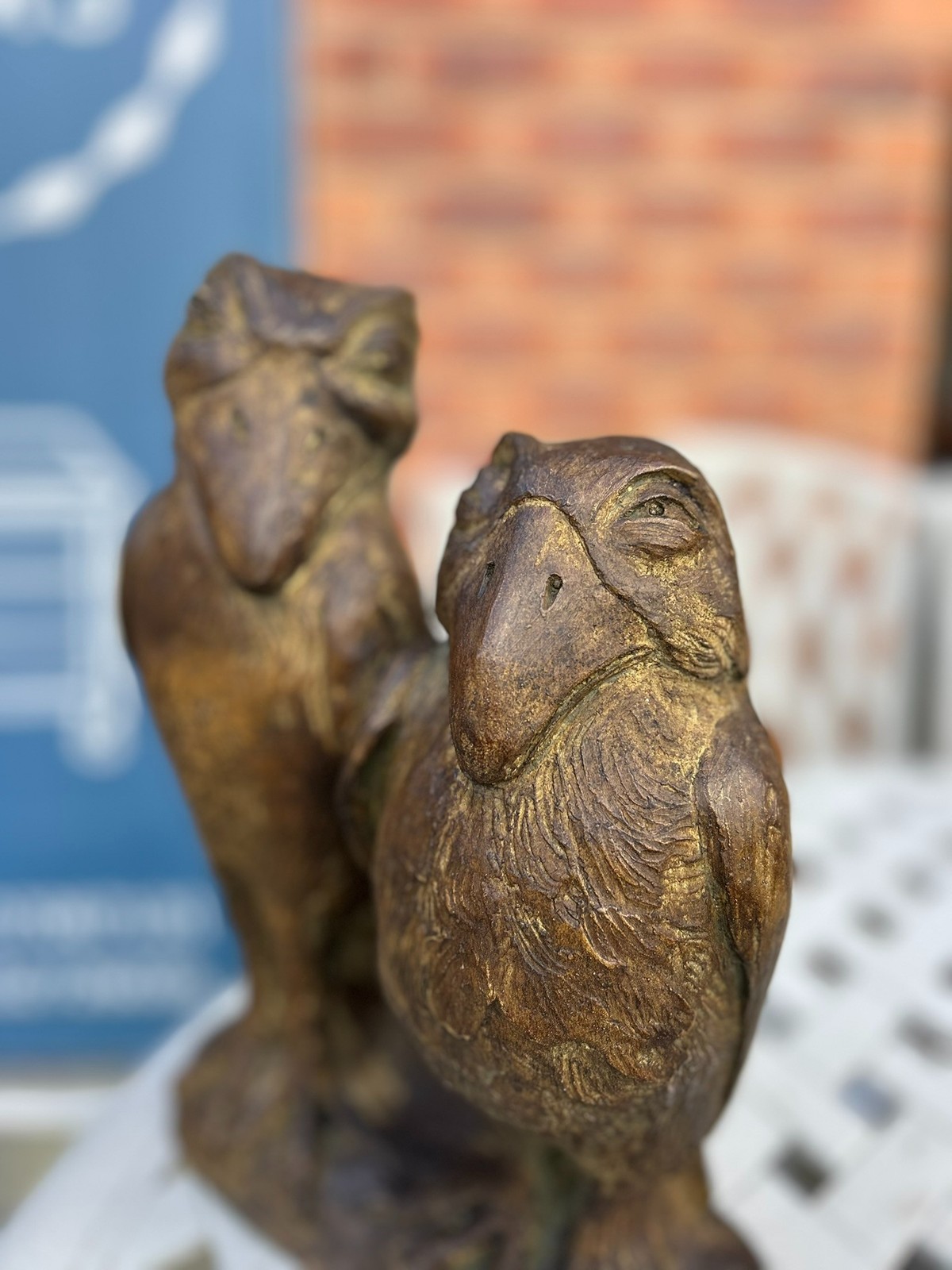 Martin Brothers Style Double Wally Bird Stone Garden Statue