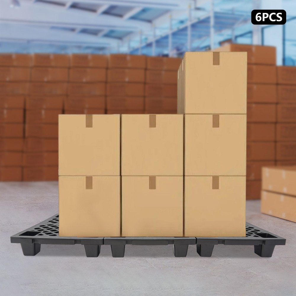 6pcs Plastic Pallets Interlocking Storage Stackable Anti-slip Loading Pallets