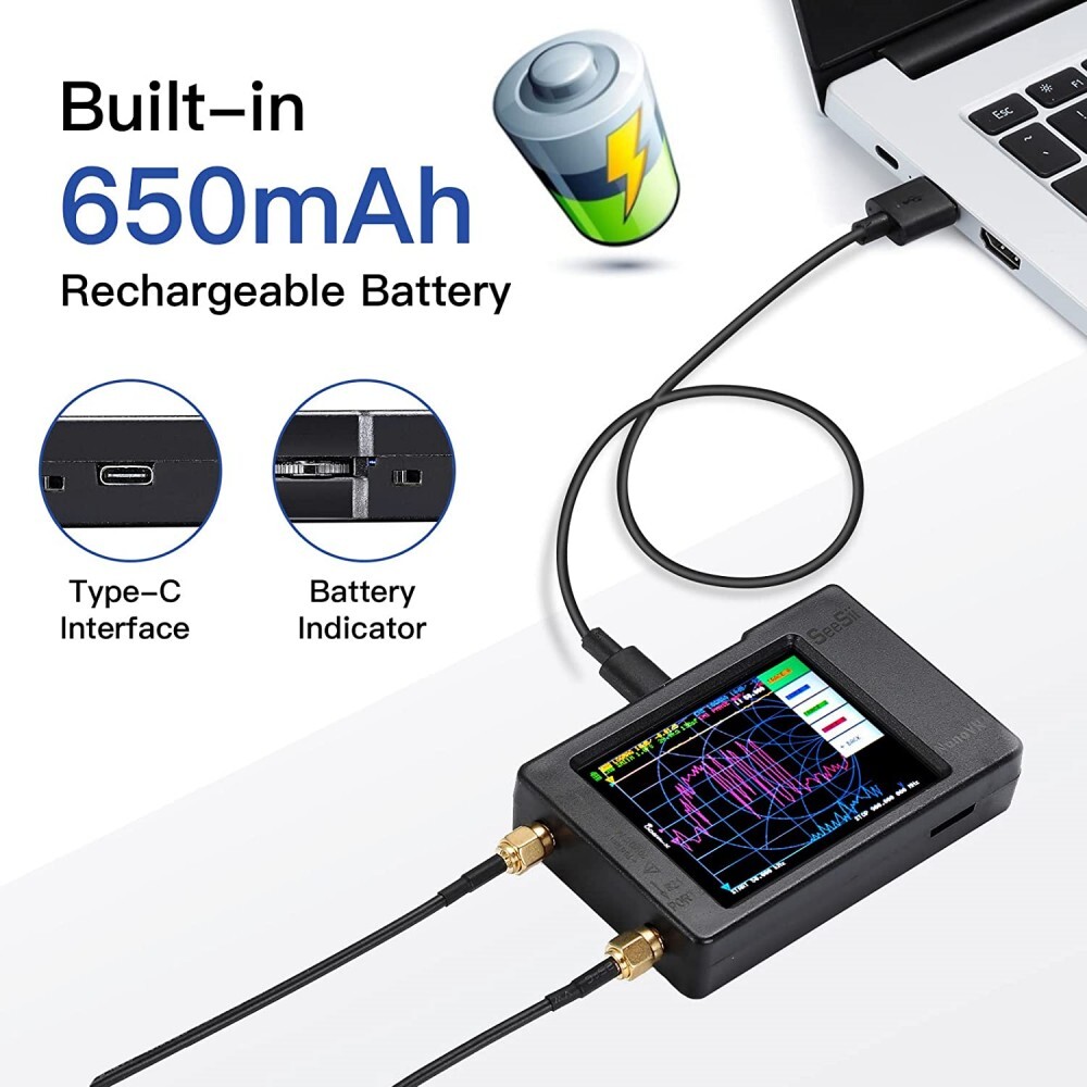 Touch Paddle NanoVNA-H Vector Network Antenna Analyzer HF VHF UHF MF Analyzer