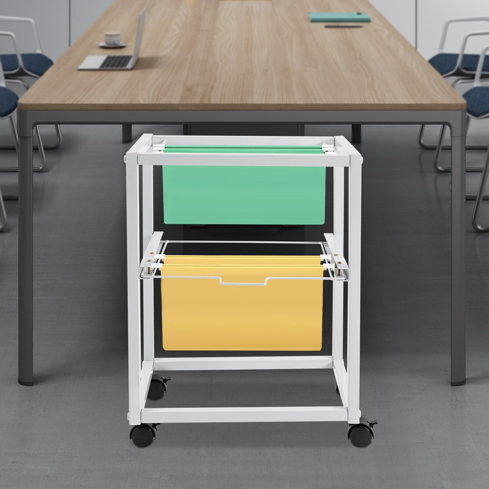 Rolling File Cart With Wheels, 2-Tier Movable Design For Easy Organization