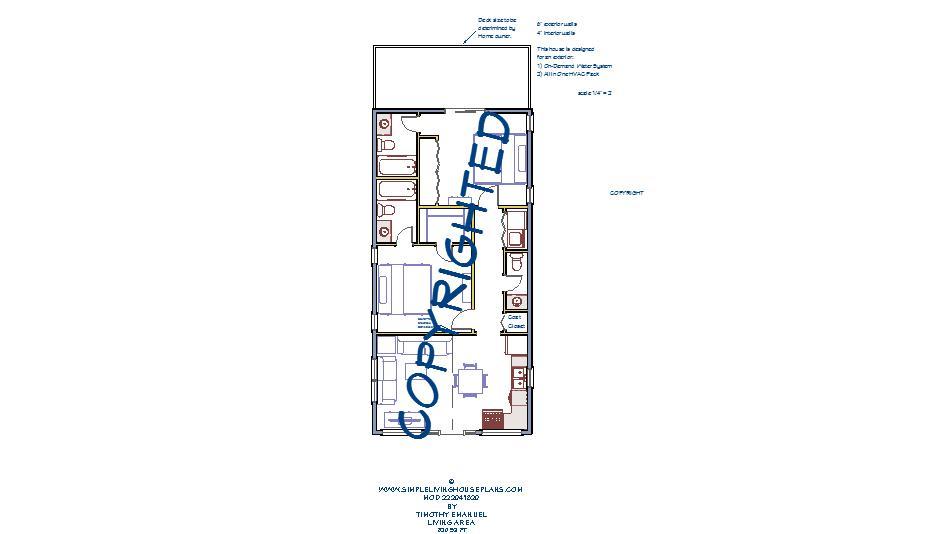 820sqft - 20'x41' - 2bedrms2.5baths - Tiny House Plan* - ala cart
