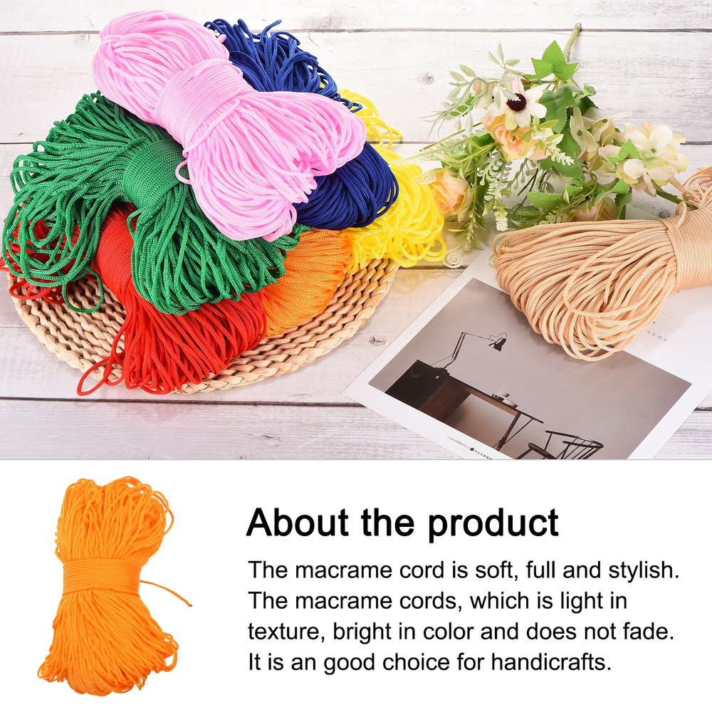 Macrame Cord 2.5mm x 219 Yard, Polyester Macrame Rope Twisted Yarn-Orange