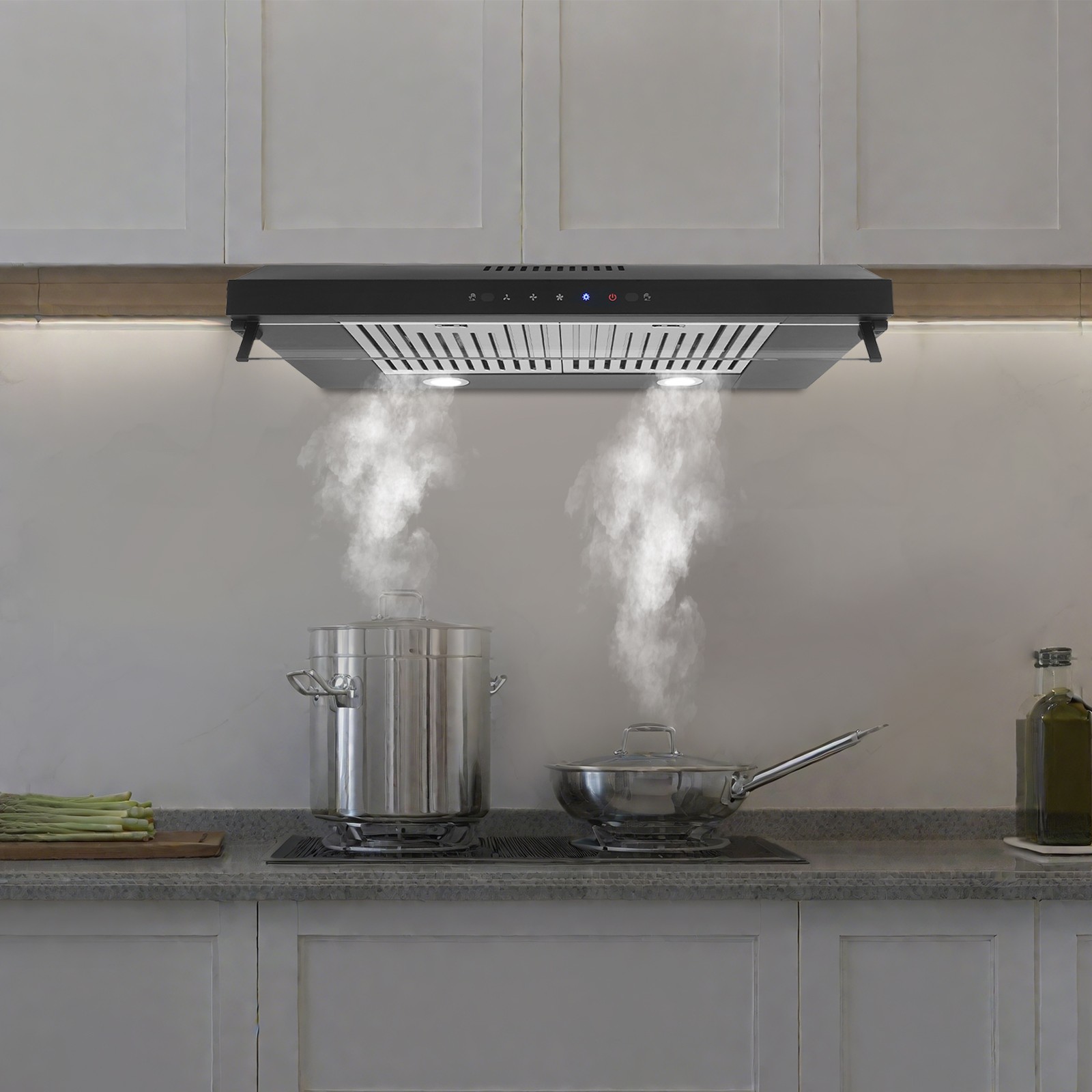 30" Under Cabinet Range Hood 900 CFM, Dual Motor Stainless Steel Kitchen Vent