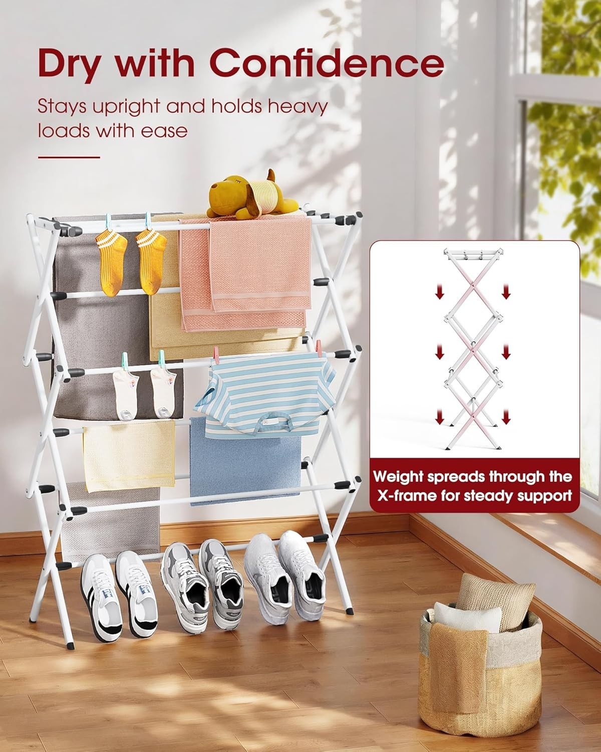 Portable Stainless Steel Clothes Drying Rack - Rust-Resistant & Compact Design
