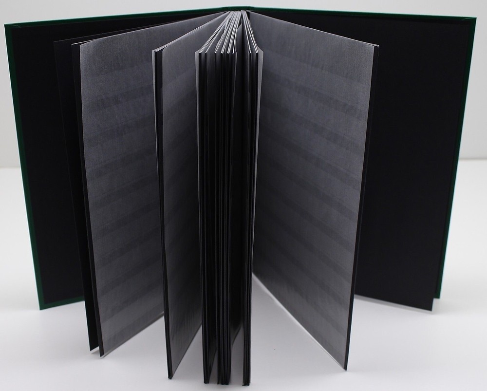 GREEN 32 Page Hardcover Stamp Stock Book, BLACK Pages, 9 Strips/Page, Lighthouse